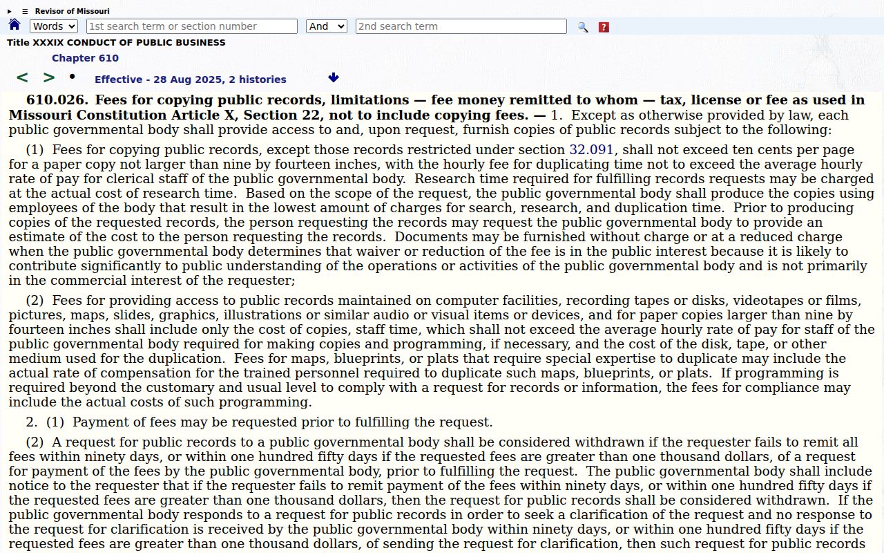 Linn County civil docket public record copying fee statute reference