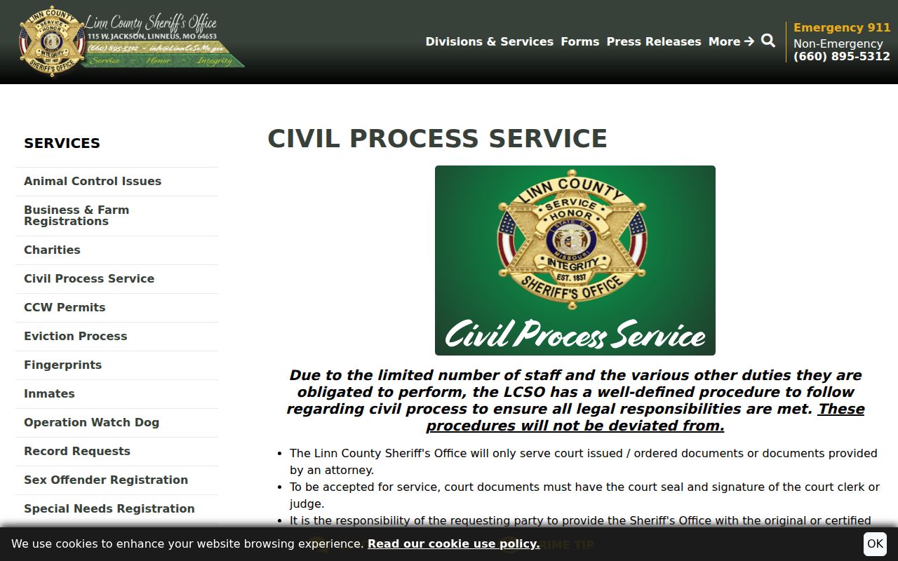 Linn County court record search county civil process record source